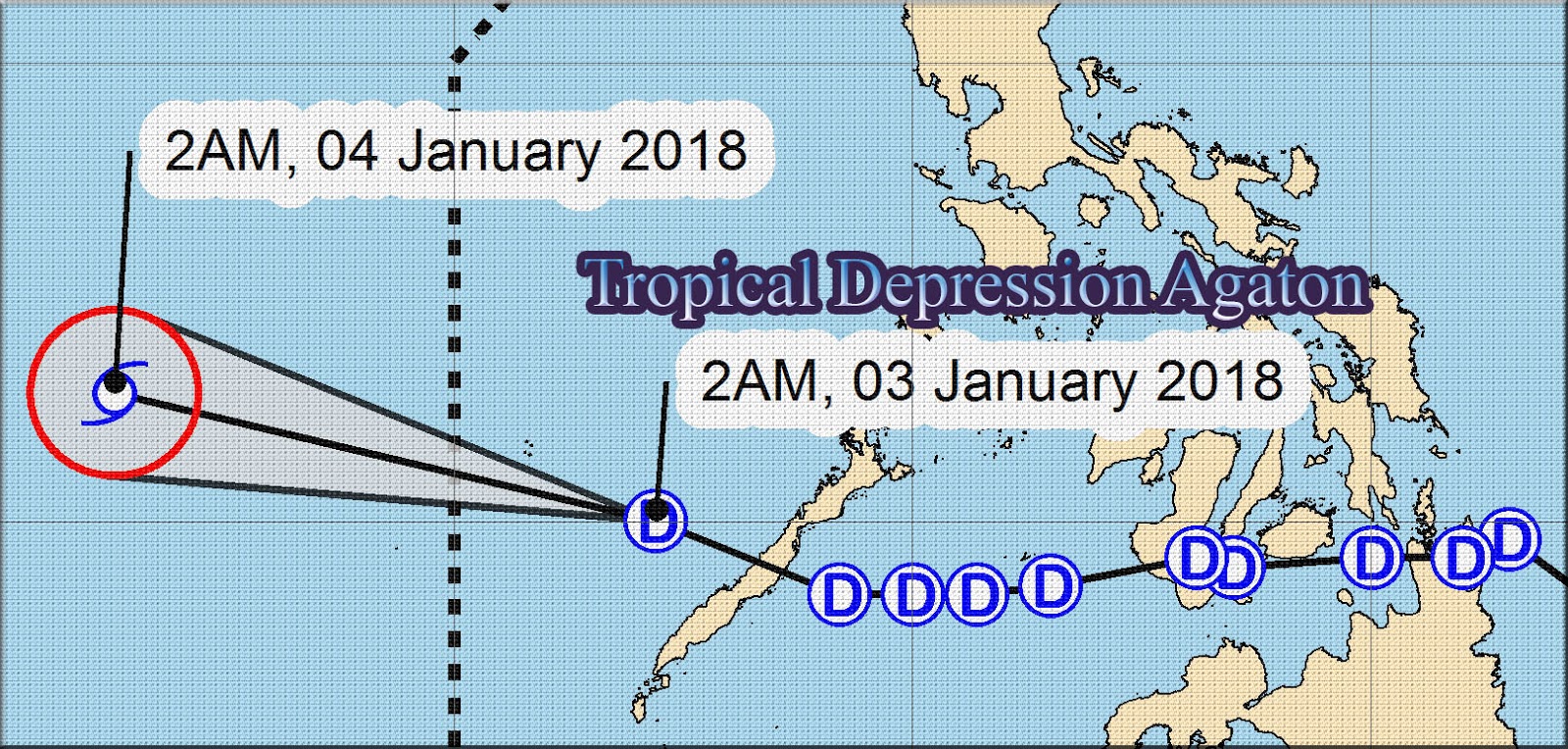 PAGASA Weather Forecast TD Agaton is heading to exit PAR, 03 January