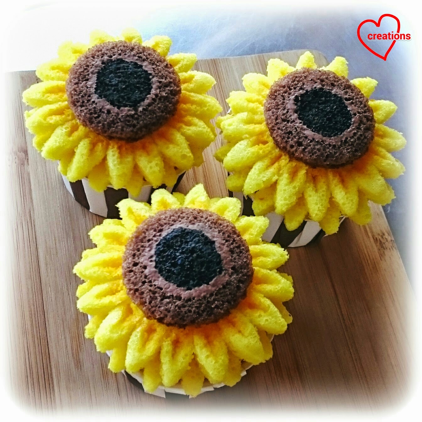 Loving Creations for You Sunflower Orange Chiffon Cupcakes