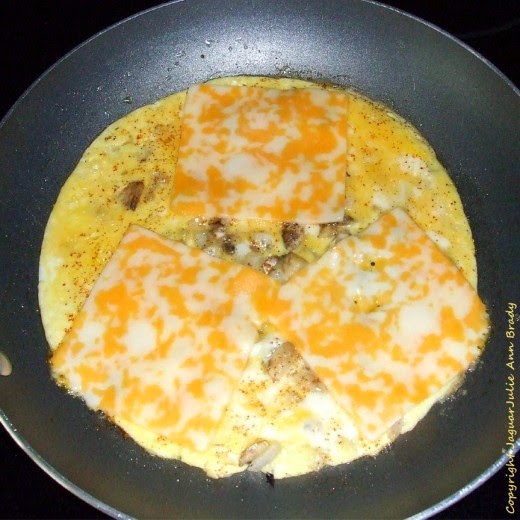 Julie Ann Brady Blog On Easy Cheesy Omelet with Mushrooms and Onions
