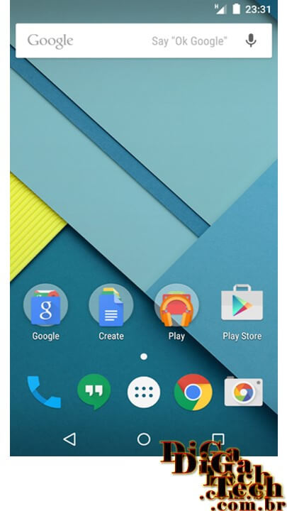 Tela do Android Lollipop Screen shot Android Lollipop