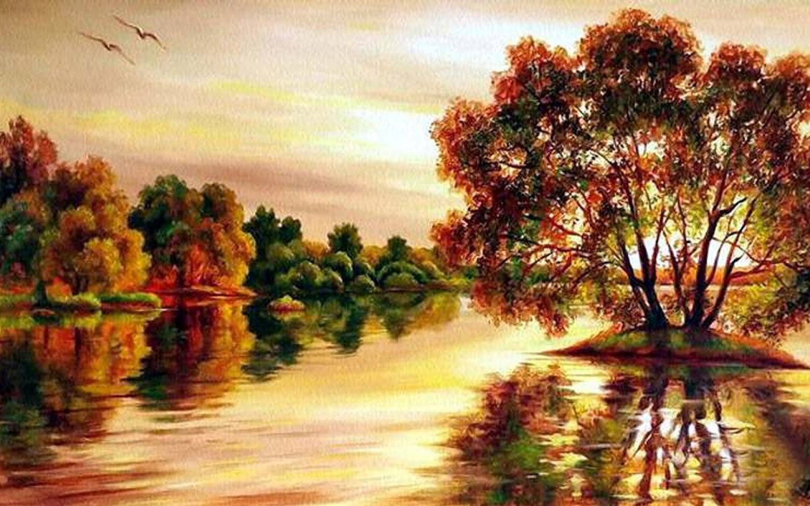 Осенний закат картины художников