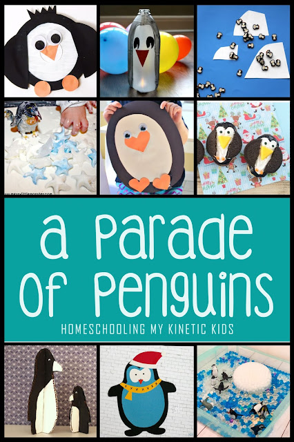 A Parade of Penguins // Homeschooling My Kinetic Kids // Unit study ideas // Penguin books // penguin crafts // penguin food // party ideas