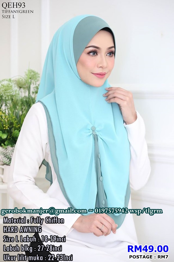 TUDUNG CHIFFON SAIZ L QASEH 2 LAYER