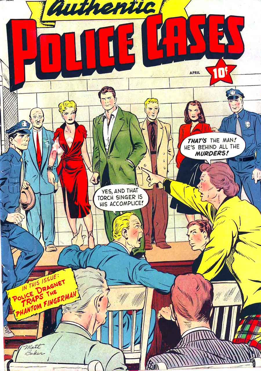 Authentic Police Cases v1 #12 st john crime comic book cover art by Matt Baker