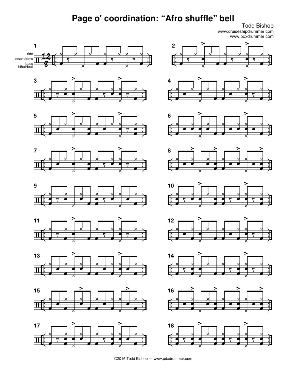 Cruise Ship Drummer! Page o� coordination Afro shuffle