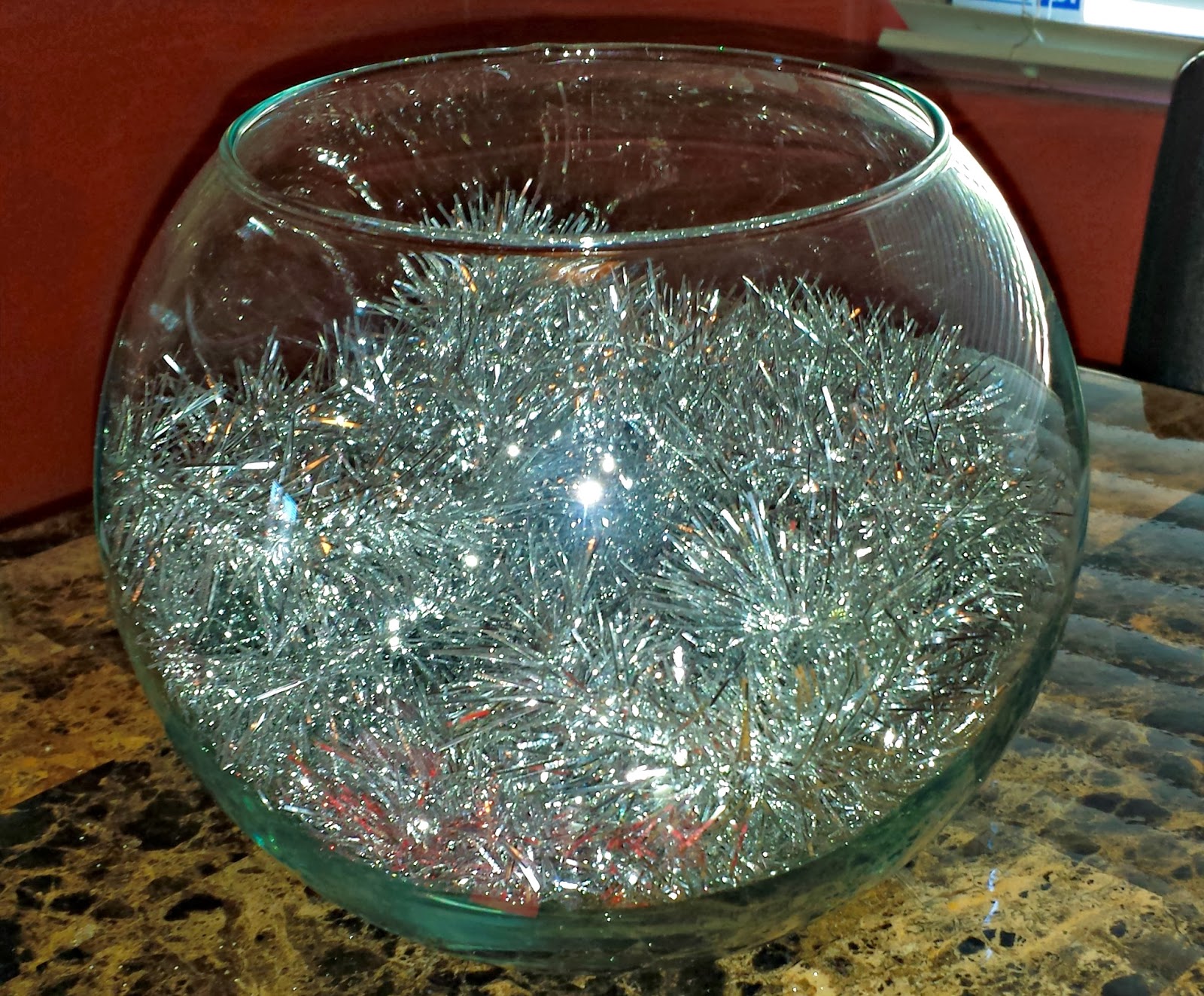 DIY: Silver & Gold Christmas Fish Bowl Centerpiece (On a Budget