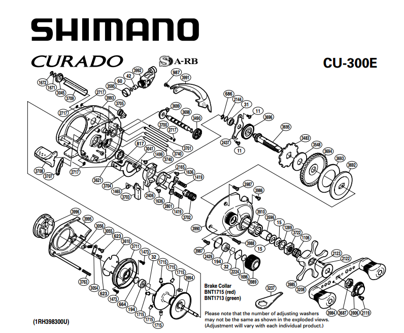 shimano curado E schematics | most complete fishing reels schematics