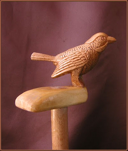 Bastón pájaro. Madera de abedul (sólo el pájaro) Bastón pájaro. Talla en madera