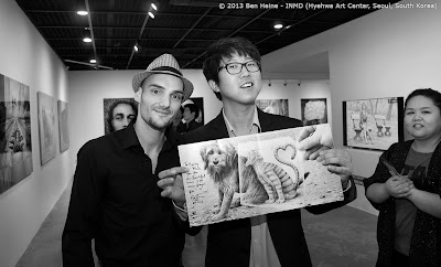 Ben Heine Solo Exhibition: Gifts for exhibition visitors in South Korea: Ben Heine brochures and signed posters at Hyehwa Art Center