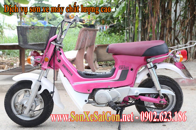 Sơn xe máy Honda Chaly màu hồng cực đẹp
