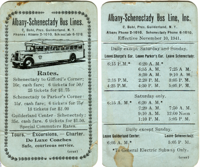 Green Mountain Genealogy: Sunday Survivor - 1941 Bus Schedule