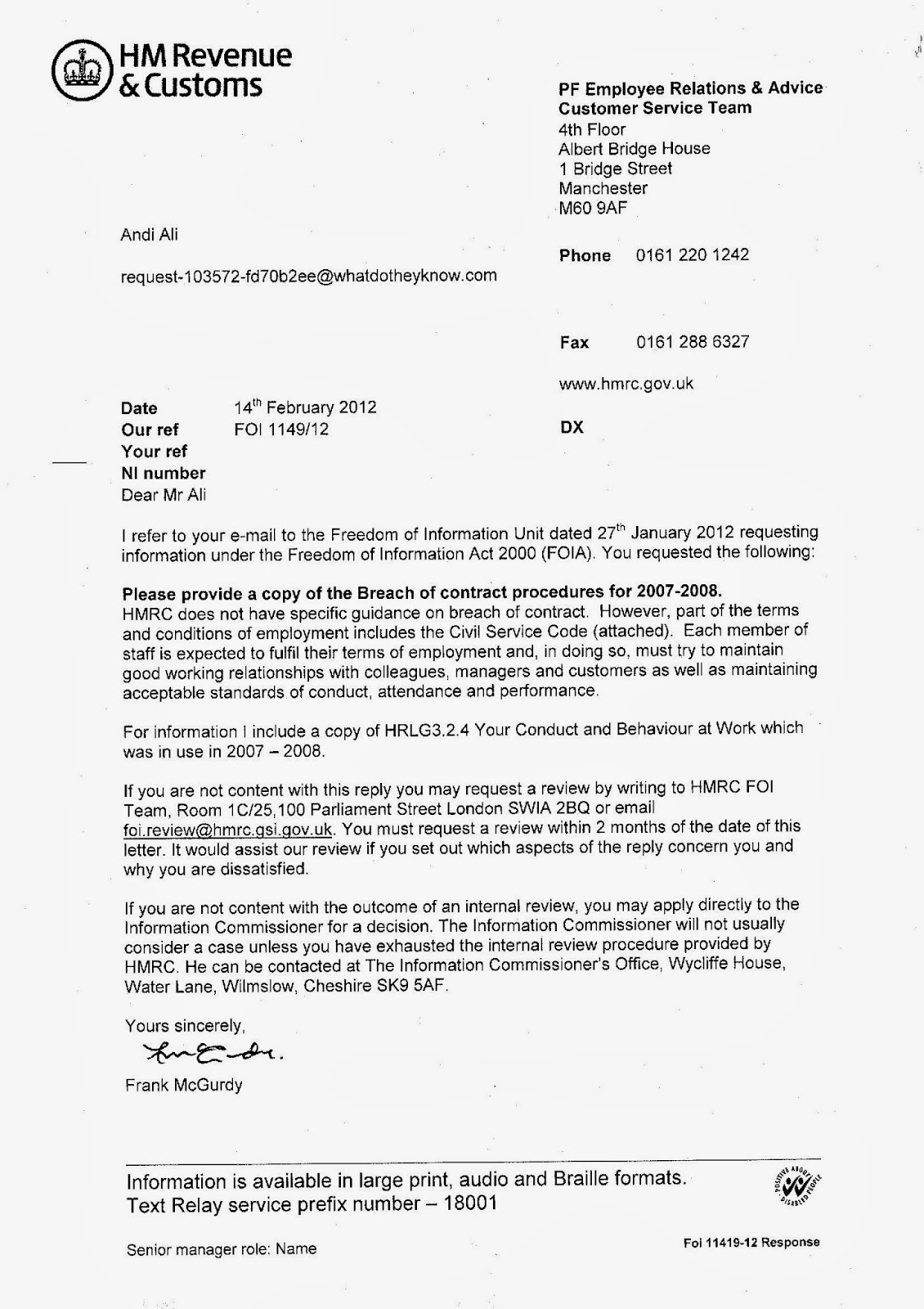 letter of assignment hmrc