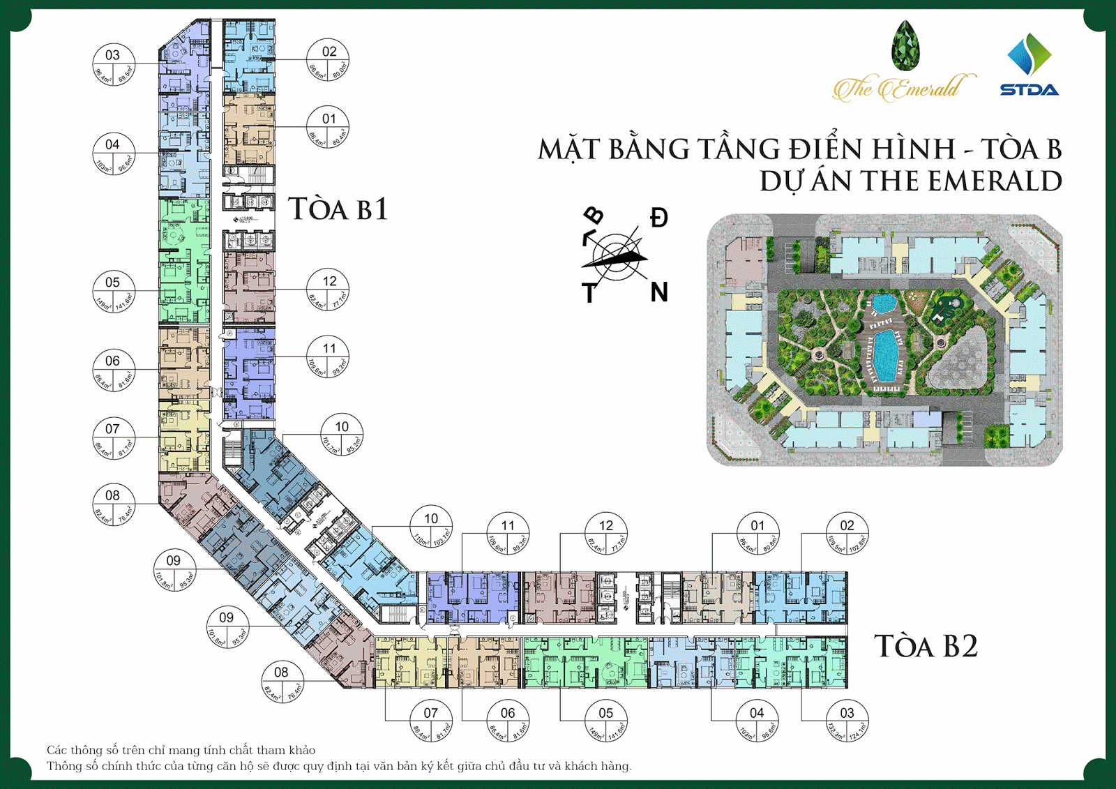 Mặt bằng điển hình dự án chung cư The Emerald Đình Thôn Mặt bằng điển hình dự án chung cư The Emerald Đình Thôn