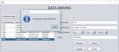 Tutorial Java Netbeans – Cara membuat Tombol Delete Ke Database Mysql Memakai Java Netbeans  