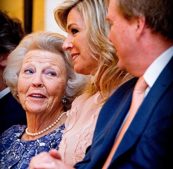 Queen Maxima wore Natan dress spring summer 2017 collection. King Willem-Alexander and Princess Beatrix