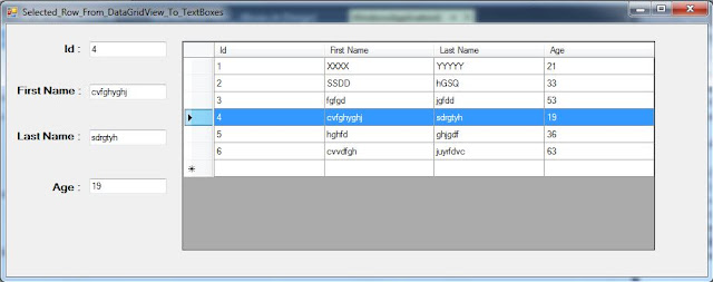 Display Selected Row Values From DataGridView Into TextBoxes In VB.NET