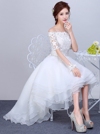 "6 Elegant White Dresses for All Occasions" by @TheGracefulMist (www.TheGracefulMist.com) | Dress: High-Low Dress with Floral and Lace Designs