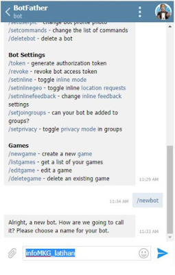 Perintah memberi nama bot telegram