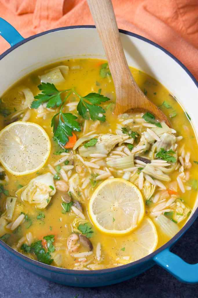 LOADED LEMON ARTICHOKE ORZO SOUP RECIPE Danely Maria