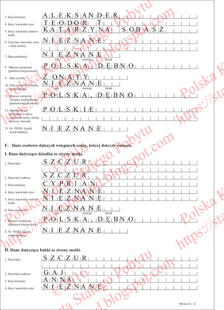 Wniosek o potwierdzenie posiadania obywatelstwa polskiego (s.4) Wniosek o potwierdzenie posiadania obywatelstwa polskiego (s.4)