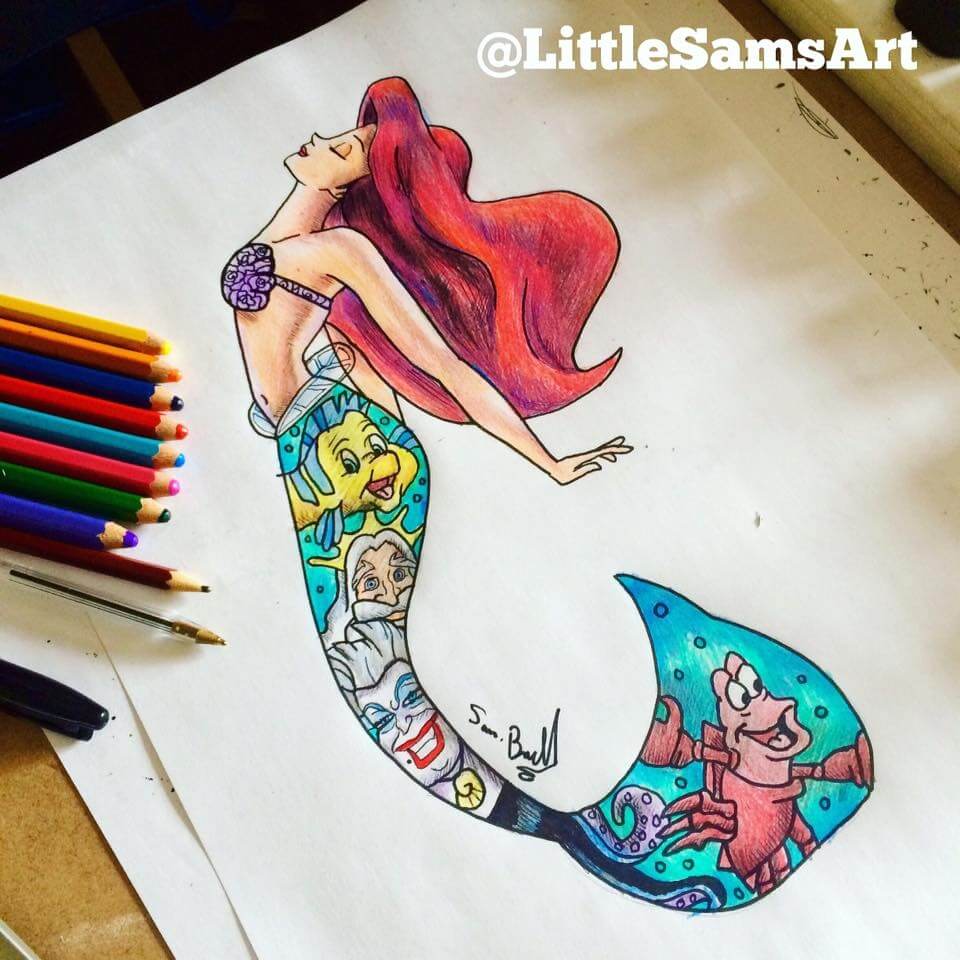 12-The-Little-Mermaid-Sam-Brunell-littlesamsart-Movie-Character-Drawings-within-Characters-www-designstack-co