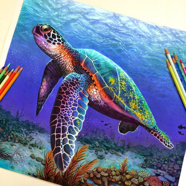 ilustración realista con lápices de colores -prismacolor. 