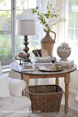 Use books to decorate a table