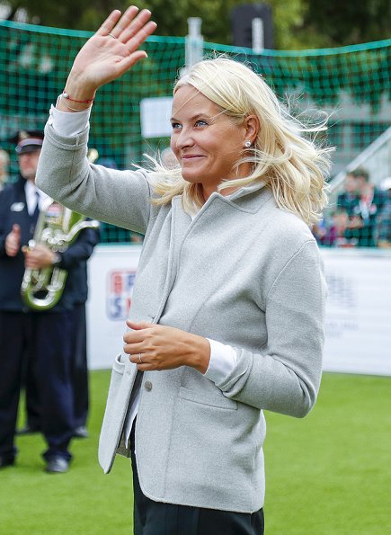 Crown Princess Mette-Marit attended the opening of the Homeless World Cup 2017 at the Oslo City Hall Square