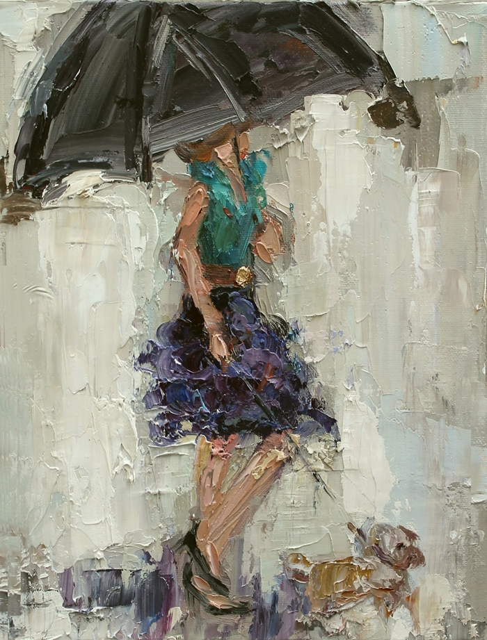 Kathryn Morris Trotter | American Impressionist Knife painter | Paris in the rain