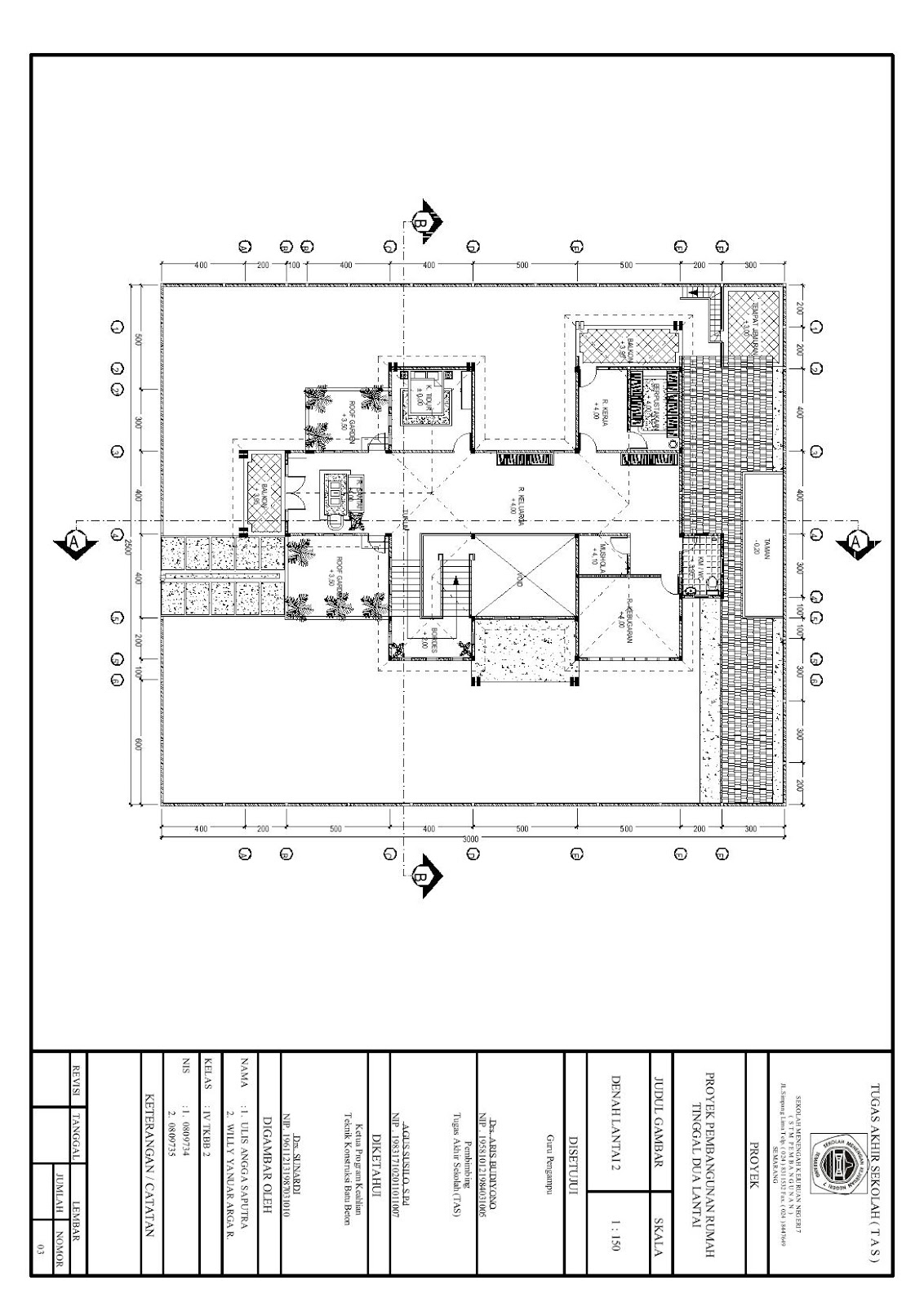 GAMBAR RUMAH TINGGAL 2 LANTAI AUTO CAD TUGAS AKHIR SEKOLAH