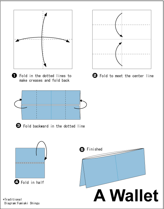 Wallet Easy Origami instructions For Kids