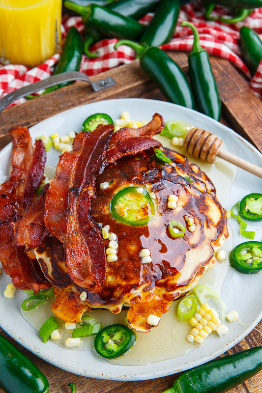 Jalapeno and Cheddar Corn Pancakes with Bacon (aka Jalapeno Popper Pancakes) Jalapeno and Cheddar Corn Pancakes with Bacon (aka Jalapeno Popper Pancakes)