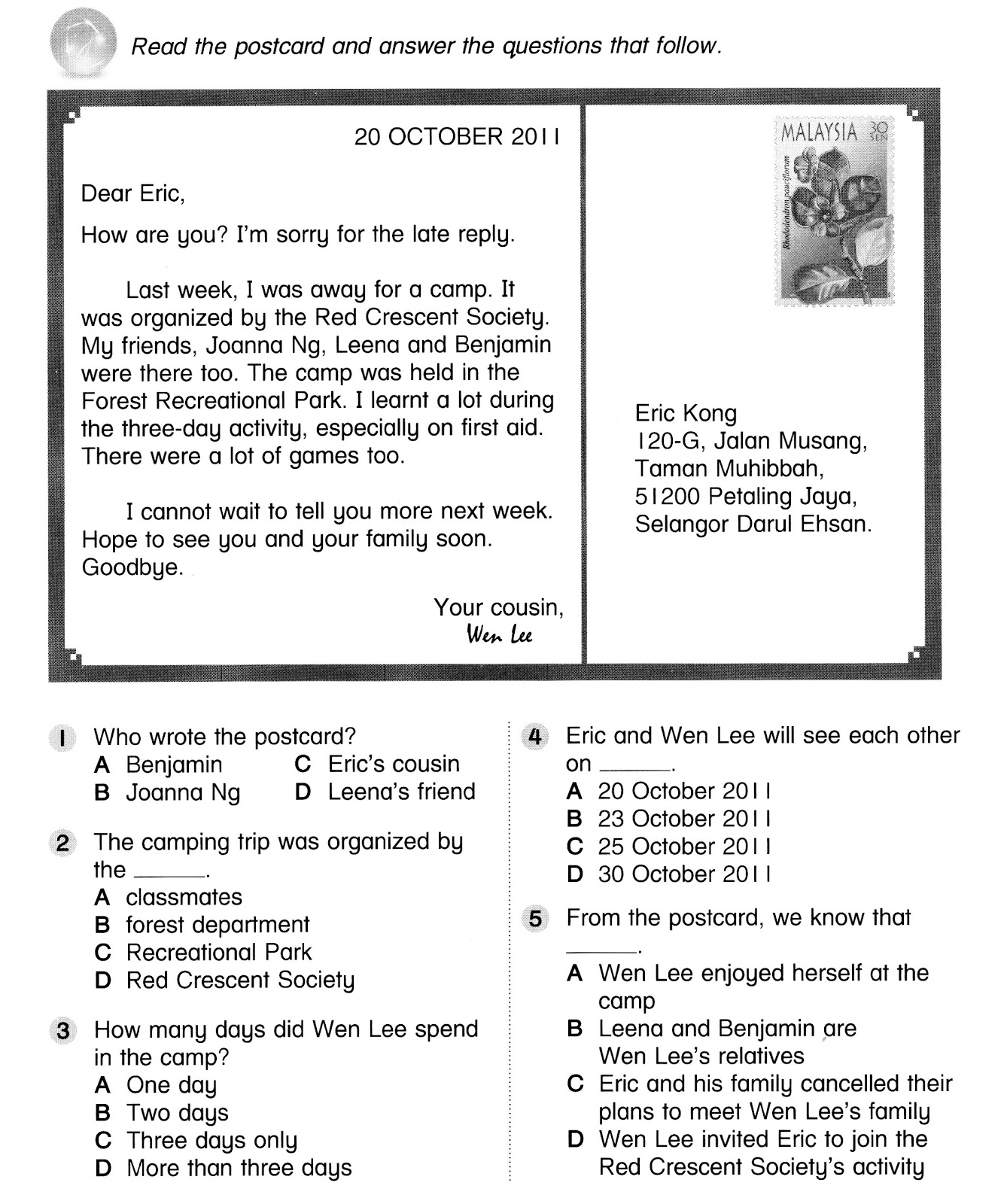 Selamat Datang Ke BLOG MBMMBI SJKC PEAY MIN Latihan Bahasa Inggeris #3