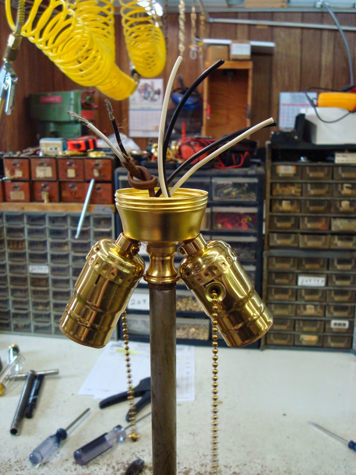 Lamp Parts and Repair Lamp Doctor Floor Lamp with Busted Socket Cluster and Pull Chain Sockets