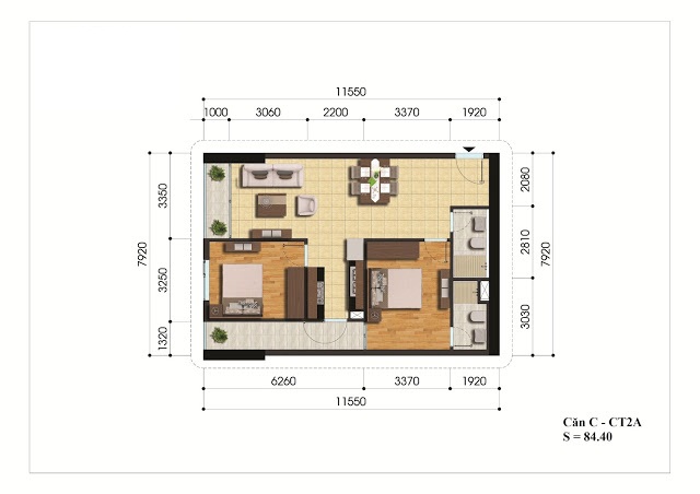 Mặt bằng căn hộ C - CT2A chung cư Gelexia Riverside Mặt bằng căn hộ C - CT2A chung cư Gelexia Riverside