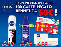 Con Nivea vinci 100 Carte regalo Bennet da 50 euro Logo Con Nivea vinci 100 Carte regalo Bennet da 50 euro