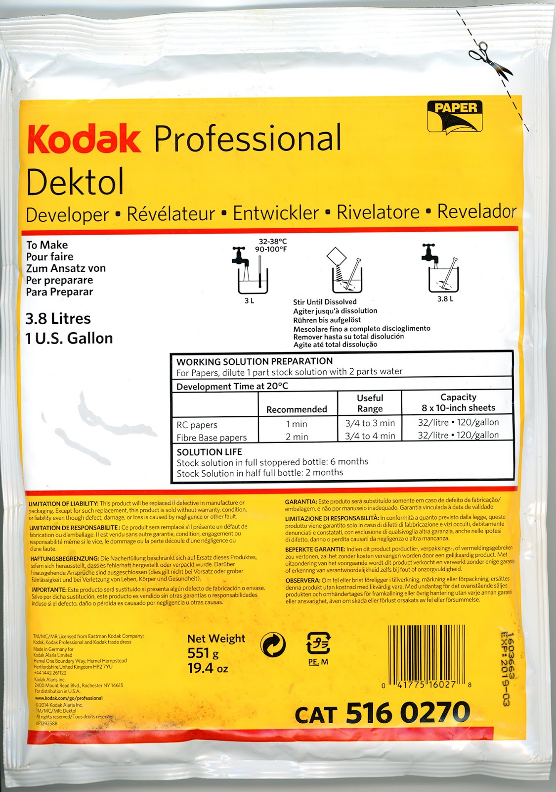 Kodak Dektol(D72) Developer