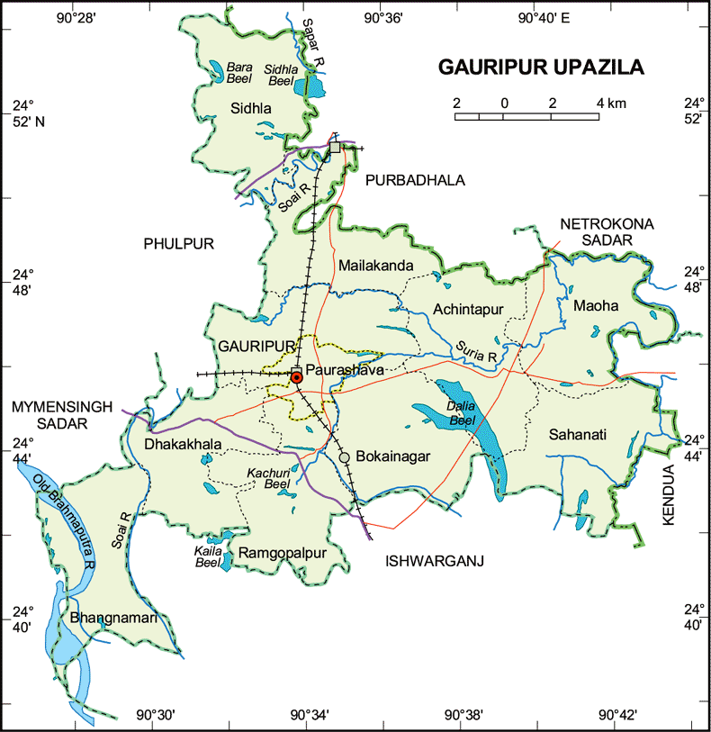 Gouripur Upazila Map Mymensingh District Bangladesh
