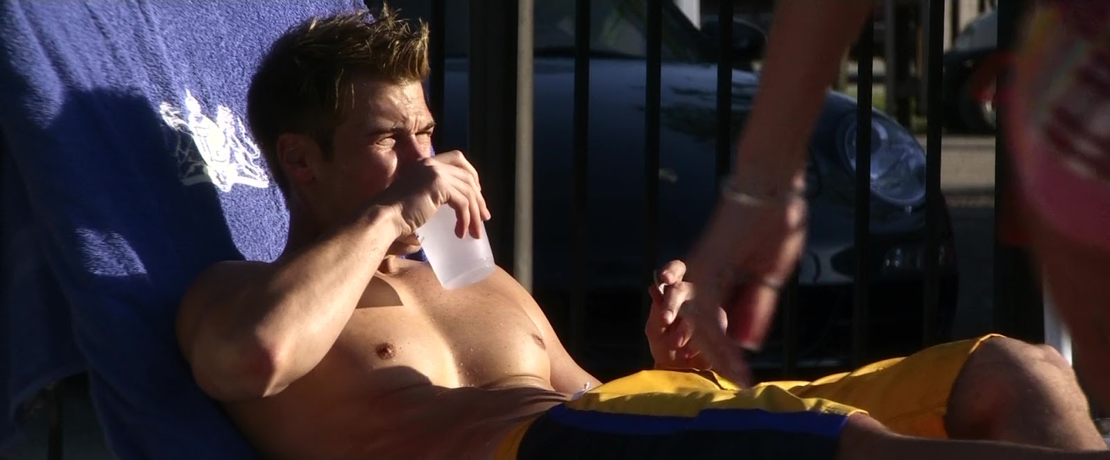 Nick Zano shirtless in The Final Destination.