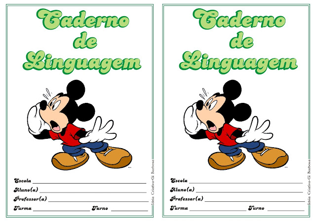 Capas de Caderno Mickey Verde