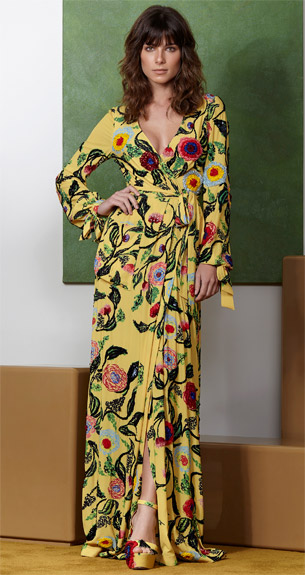 Vestido longo estampado com fenda e bordados PatBO coleção Verão 2017 PatBO Verão 2017 vestido longo estampado com fenda e bordados