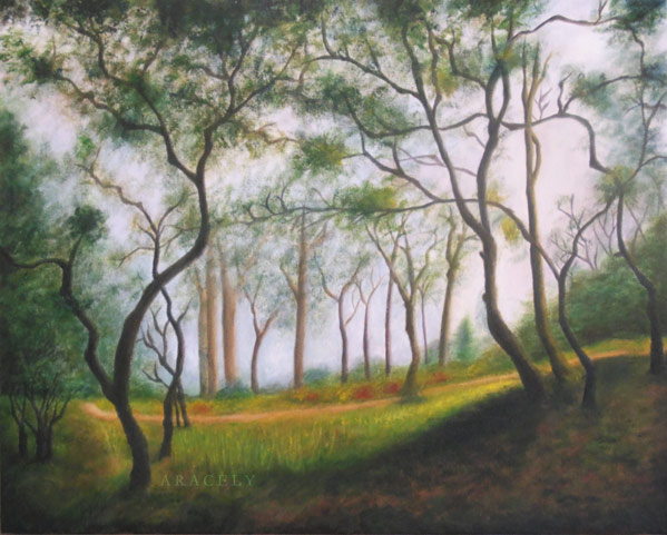 paisaje pintura oleo arboles bosque