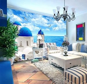 Wallpaper Dinding Mural Ruang Tamu Dimensi Baru Tentang Nuansa Alam Wallpaper Dinding Mural Ruang Tamu Motif Nuansa Laut Dan Pantai
