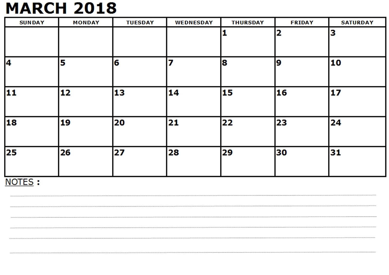 march 2018 calendars