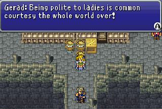 Celes meets Gerard, a familiar-looking fella in Final Fantasy VI.