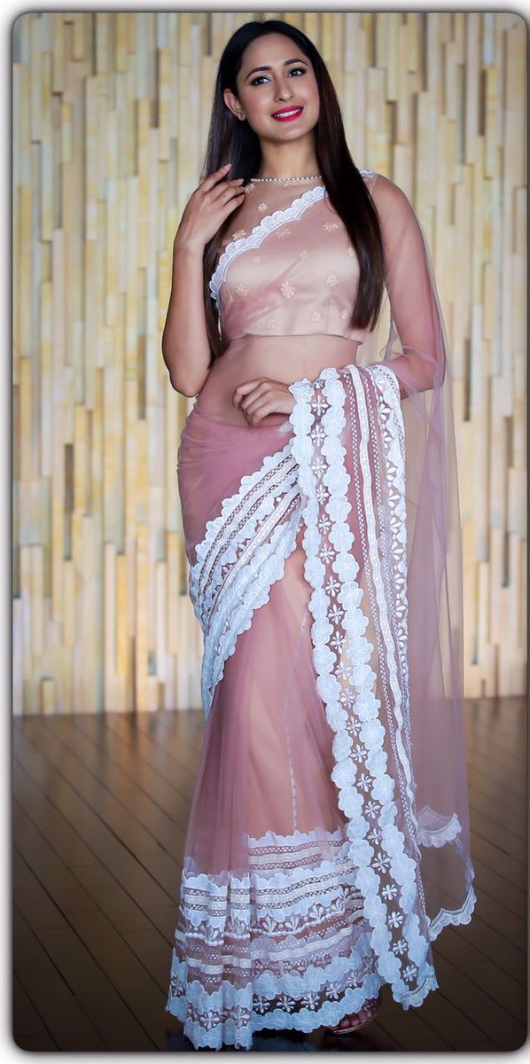 Actress Pragya Jaiswal Hot Sleeveless Pink Saree Photos