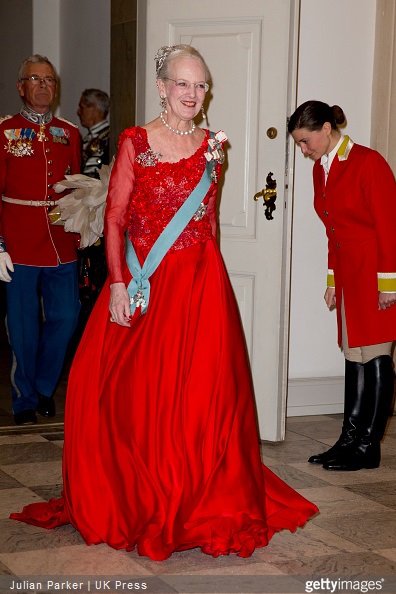  Queen Margrethe II of Denmark attends a Gala Dinner at Christiansborg Palace on the eve of The 75th Birthday of Queen Margrethe of Denmark 