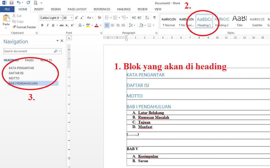 Cara Membuat Daftar Isi Di Word Dengan Heading | cara membuat daftar isi dengan headings di word belajar Cara Membuat Daftar Isi Di Word Dengan Heading | cara membuat daftar isi dengan headings di word belajar