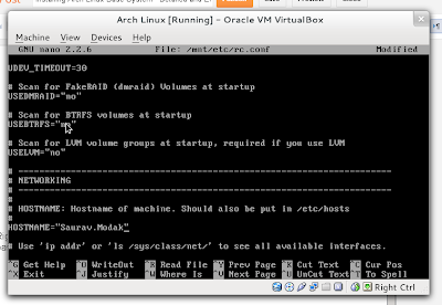 configuring hostname arch linux