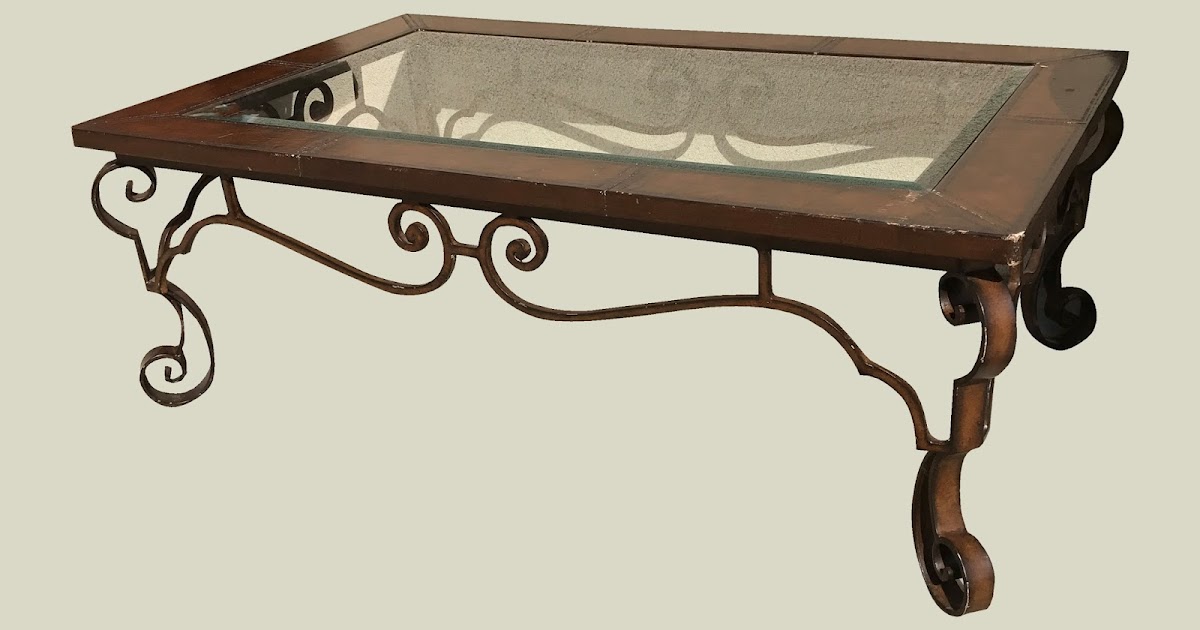 Uhuru Furniture & Collectibles Cast Iron Coffee Table with Glass Top